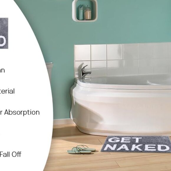 Get Naked Bath Mat - Gray Funny Mat - Bathroom decor - Picture 2 of 7